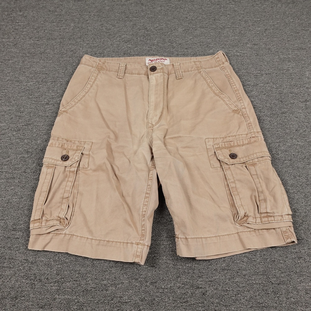 Arizona Jean Co Cargo Shorts Mens 32 Beige Cotton Canvas 11 Inseam Casual Wear